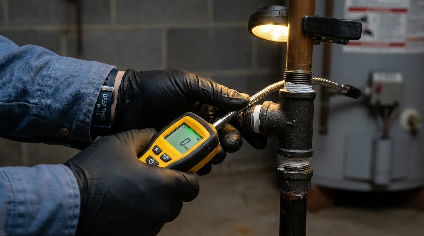 Gas leak detection with electronic sniffer by Johns Plumbing LLC in Pocatello